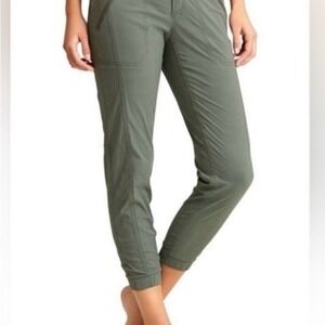 Athleta La Viva Jogger Pants Womens 6 Olive Green Hiking Travel Zip Pocket